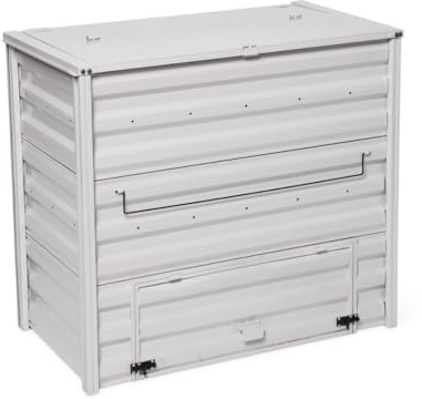Gardener's Supply Company Demeter Metal Compost Bin | Weatherproof Powder-Coated Galvanized Steel Large Outdoor Composter | 36 W x 20 D x 32 H - Silver