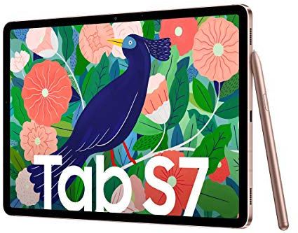 Samsung Galaxy Tab S7, Android Tablet mit Stift, WiFi, 3 Kameras, großer 8.000 mAh Akku, 11,0 Zoll LTPS Display, 128 GB/6 GB RAM, Tablet in Bronze