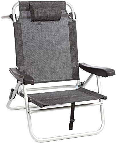 BRUNNER 0404152N Siren, Sedia Spiaggina Reclinabile, Design Elegante, Sedia da Spiaggia Colore Grigio, Seduta Confortevole, Portata Max 110 kg