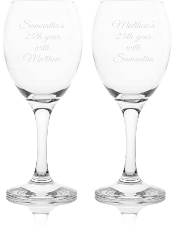 EIO Gifts Personalised Double Wine Glass Gift Set - Engraved with Your Custom Text