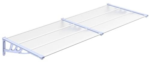 vidaXL Marquesina puerta policarbonato gris y transparente 239x90 cm, marquesina de puerta, pérgola de puerta de entrada, toldo de puerta