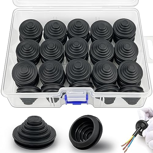 cersaty® Lot de 50 passe-câbles en caoutchouc durables pour machines, appareils électriques, câbles, câbles, fiches, électriques (diamètre du trou 25 mm) avec boîte