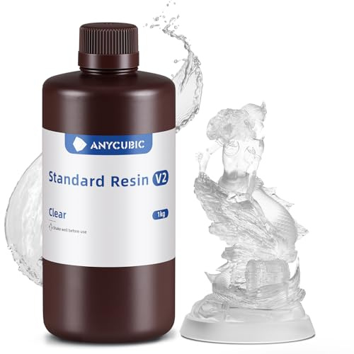 ANYCUBIC Standard Resin V2 1000g, 3D Drucker Resin, Transluzent | 405nm LCD SLA Rapid UV Aushärtung Resin, Hochpräzises und schnelles Photopolymer Harz für LCD/DLP/SLA 3D Druck