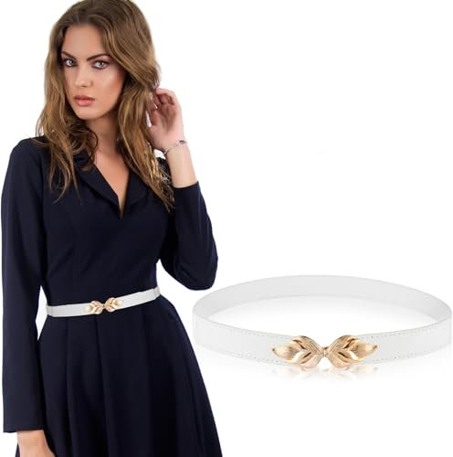 Andibro Elastischer Taillengürtel für Damen, Vintage Stretchy Dünnen Gürtel Mit Goldene Flache Schnalle Frauen Mode Dehnbarer Cinch Gürtel für Kleid Jeans