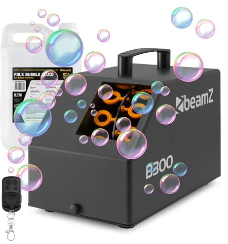 beamz B300 Professional DJ Bubble Machine with Wireless Remote & 5L Fluid, Portable Bubble Blowing Equipment for Kids Parties, Events and Mobile Entertainers