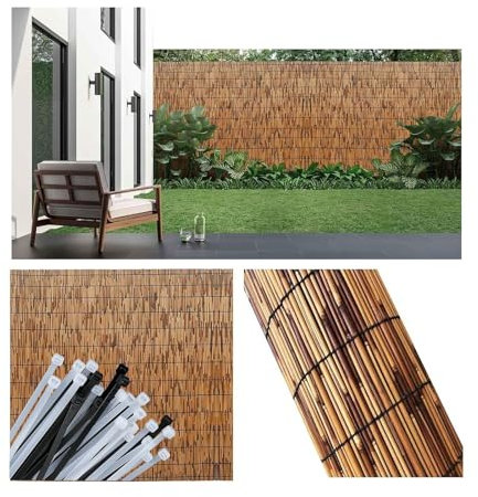 Estera de Caña 90x600 6x1 100x600 Malla Protectora Balcon Vallas para Jardin Malla Ocultacion Suelo Terraza Decoracion Jardin Exterior Valla Protectora Piscina Toldo Balcon Barandilla(1.5x10 m 4.9x32.