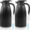 2 Pcs 2 Liter Thermal Coffee Carafe Insulated Stainless Steel Coffee Carafe for Hot Liquids Vacuum Thermal Pot Creamer Dispenser with Brushes Keeping Hot 12 Hours (Black)