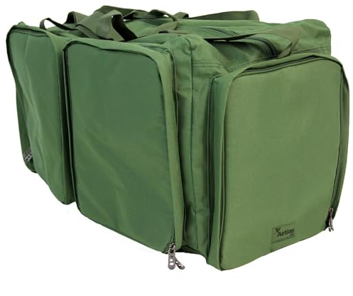 Actiaspet Large Fishing Tackle Bag Green 4 Compartment Carryall 75 x 35 x 37 cm