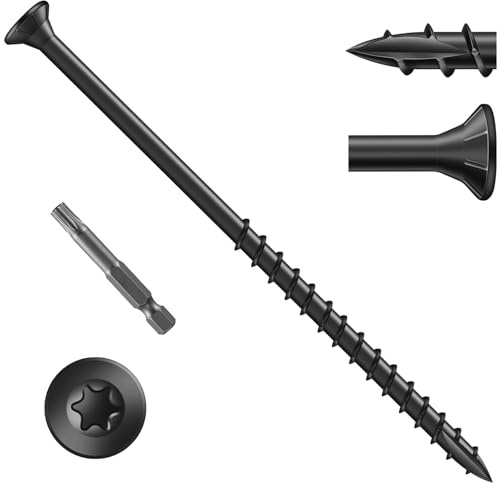 Zuyya 50 Stück Holzschrauben Torx 4,8 x 100 mm, Spanplattenschrauben, Holzbauschrauben, Schrauben Schwarz Senkkopf, Universalschrauben Teilgeweinde mit TX25 Bit