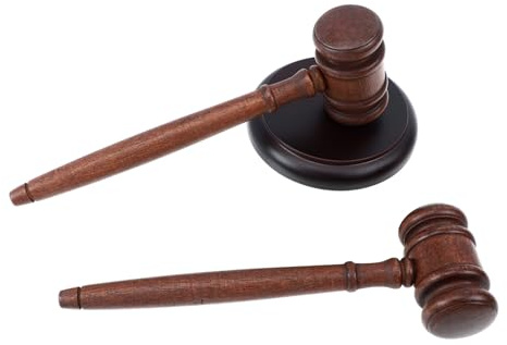 Toddmomy Wooden Auction Gavel with Base Court Hammer for Judges Lawyers Auctioneers Vintage Style Knock Block for Clear Sound and Use