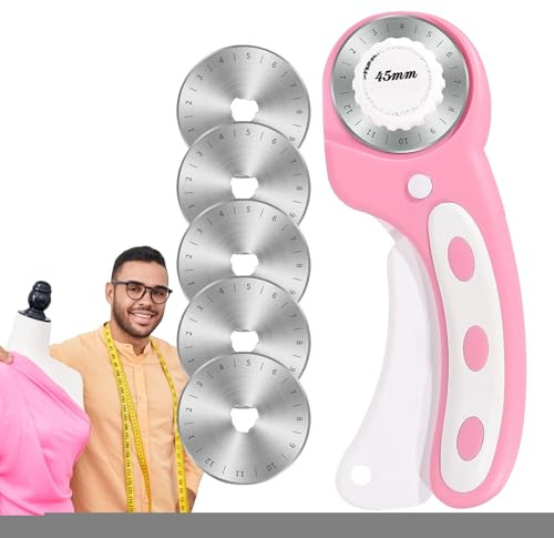 Rueda cortadora de tela - Cortador giratorio de cambio rápido de 45 mm, hoja afilada de acero inoxidable con agarre cómodo y de bloqueo | Cortador de cambio rápido para acolchar apliques dobla