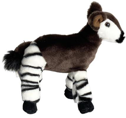 SMJWH Peluche Okapi réaliste, Animal en Peluche Doux, Debout, Girafe rayée, poupée, Faune du Congo, Cadeau éducatif à Collectionner