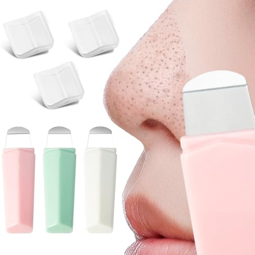 XENQITO 3 Pièces Outil pour Enlever les Points Noirs, Silicone pour le Nez Grattoir pour Points Noirs Spatule pour le Visage Nettoyage Profondeur Extracteur de Pores Doux et Sûr pour la Peau et le Nez