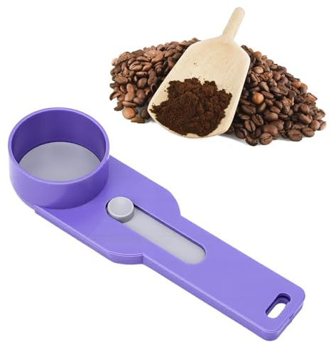 Cuchara medidora de plástico con embudo, cuchara deslizante a prueba de fugas para café y cuchara medidora de polvo con embudo para café molido, proteína en polvo o té.
