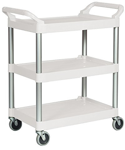 Rubbermaid Commercial Products FG342488OWHT Servicewagen aus Kunststoff, 3 Böden, Grauweiß