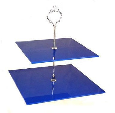 Super Cool Creations Présentoir à gâteaux carré en Acrylique 2 étages Bleu 25 cm 30 cm Hauteur Totale 24 cm