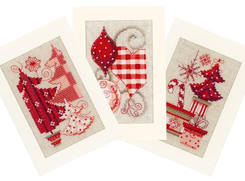 Vevaco Kits De Punto De Cruz Contado Tarjeta De Felicitación DIY Creativo Kit juego de 3 MOTIVOS DE NAVIDADManualidades Bordar Kit Principiantes Regalo ca. 10,5 x 15 cm Cross Stitch Embroidery