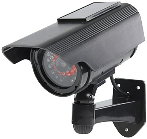 König SAS-DUMMYCAM90T- Telecamera di sicurezza o sorveglianza CCD CCTV finta dall'aspetto professionale con LED IR, Pannello Solare e Sensore Crepuscolare