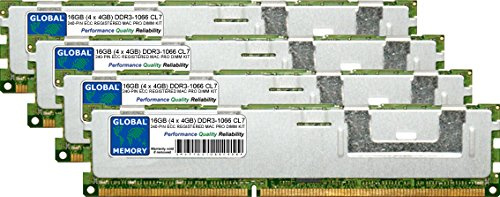 16GB (4 x 4GB) DDR3 1066MHz PC3-8500 240-PIN ECC REGISTRADO DIMM (RDIMM) Memoria RAM Kit para Apple Mac Pro (PRINCIPIOS DE 2009 - Mediados 2010 - Mediados 2012)