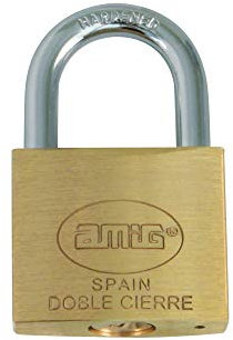 Amig - Candado de seguridad - Incluye 2 llaves - Arco pequeño - Latón y arco de Acero - Para taquillas de gimnasio, puertas, armarios, maletas, mochilass - Ancho: 17 mm