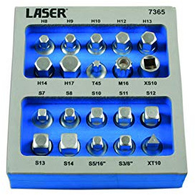 Laser 7365 Sump Plug Key Set 3/8D 20pc, Red, Black
