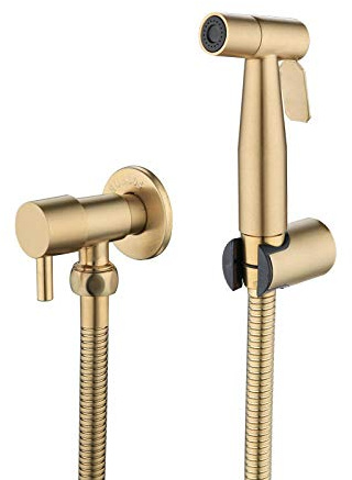 Bidet-WC-Armaturensatz aus Edelstahl-SUS304 Spritzpistole Bidet Sprayer Set gebürstet Gold Eckventil Spritzpistole