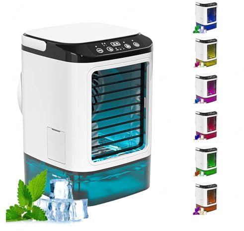 Con Caja De Hielo Aire Acondicionado Sin Instalacion, Aire Acondicionado Camper 3 Velocidades Y LED De 7 Colores Aire Acondicionado Sin Tubo