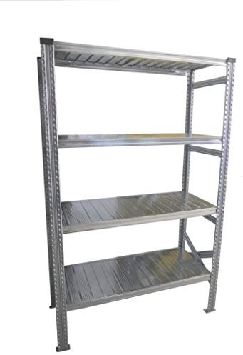 Anfangsmodul – verzinktes Lagerregal, Regale & Ablagen, H 300 cm, B 90 cm, Tiefe 30 cm, mit 5 Regalböden, Tragkraft je 280 kg