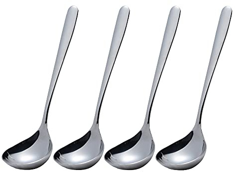Wenkoni Small Ladles,Sauce,Gravy Soup Spoons Ladles,4 Pack SUS 304 Non-magnetic Stainless Steel 8'' (Color:Silver).