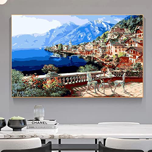 Yinaa Decor Leinwand Kunstdruck Romantische Freizeit Landschaft Poster Blume Café Landschaft Leinwand Gemälde für Wohnkultur 30x45cm rahmenlos