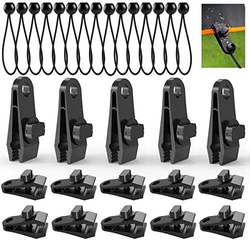 Clip per teloni con palline elastiche, 30 pezzi, morsetti resistenti per teloni, copertura per piscina, copertura per tenda camper, striscioni, tende, teloni, tettoie per roulotte
