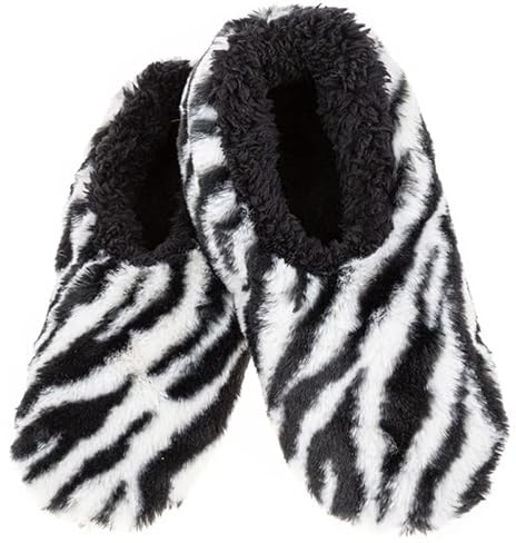 snoozies! Wild Side supermjuka damtofflor med halkfri sula – damstorlekar från 3-7, Zebra, Medium