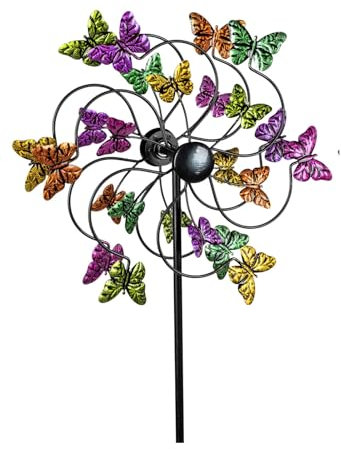 Buntes Windrad für den Garten Modell Schmetterling Windspiel Windmühle 124 cm
