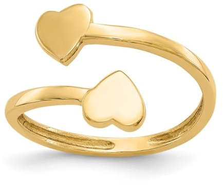 Goldfarbener Zehenring mit doppeltem Liebesherz, 1 mm breit, Schmuck für Damen