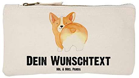 Mr. & Mrs. Panda Kulturbeutel Damen Personalisiert Corgi Po Größe S Klein - Personalisierte Geschenke, Selbstliebe, Corgie, Federmappe, Mäppchen mit Namen, Kosmetiktasche, Waschtasche, Süß, Hund