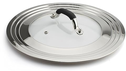 HOMVIDA 15 inch Large Universal Lid for 11-15 Pans Pots, Stainless Steel Pan Lid Cover for 11 12 13 14 15 In Cast Iron Skillets Frying Pans Woks