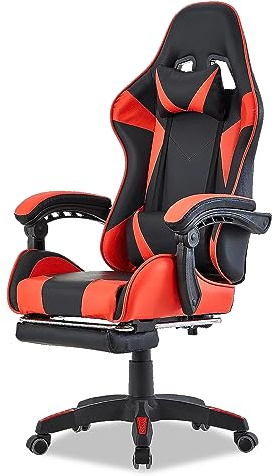 Walden Sports Gaming Stuhl bürostuhl ergonomisch Office Chair bürostühle Gaming Chair Rückenlehne Sitzhöhe verstellbar Drehstuhl Racing Office Computer Ergonomic Video Game Chair (Rot)