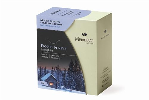 Meridiani® | Infuso Pera e Mirtillo con Meringhe | Miscela Frutta per Infusione | Tisana Mirtilli & Pezzi di Pera in Foglie - (80 Gr) | Infuso Frutti di Bosco