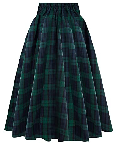 Kobilee Gonne Invernali Donna Lunga Gonna a Pieghe Gonna Pantalone Vita Alta Elasticizzata Gonna Plissettata Curvy Elegante Gonna Scozzese Rossa Minigonna Gonna Tartan