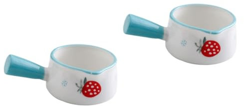 MAGICLULU 2pcs Strawberry Pattern Mini Sauce Jugs Milk Pot Dipping Plates Sauce Plate Handle for Home