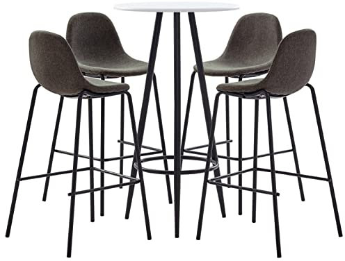 LAPOOH 5-TLG. Bar-Set Stoff Dunkelgrau Bartisch Mit Barhocker Set, Hochtisch Mit Stühlen Set, Esstisch Mit Stühlen, Küchentheke Mit Hocker, 3051134