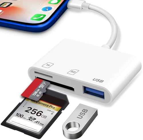 SD Kartenleser für iPhone iPad,3 in 1 SD Kartenleser iPhone für Micro SD/SD/USB OTG Adapter,SD Card Reader iPhone,Kartenleser iPhone,Speicherkarte Kamera Adapter,Speicherkartenadapter,Kartenlesegerät