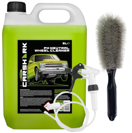 CARSHARK Wheel Cleaning Kit, PH Neutral Wheel CLeaner 5 Litre, Long Hose Trigger, Wheel Brush (Black)