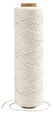KINGLAKE Spago di cotone da 100 m, spago da 1 mm, per macellai e panettieri, spago in cotone beige per cucina, cottura di carne, cottura, artigianato artistico, confezionamento, giardinaggio