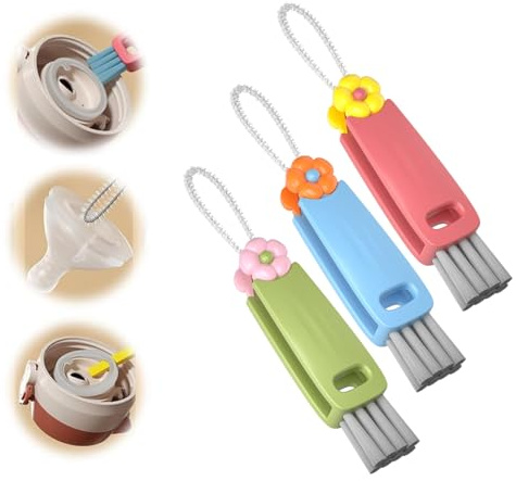 Limpiador de Tapas de Tazas 3 en 1, Tapa de Botella, Cepillo de Huecos Multifuncional, Cepillo de Botellas de Agua, Adecuado para Varias Tazas y Botellas (3PCS)