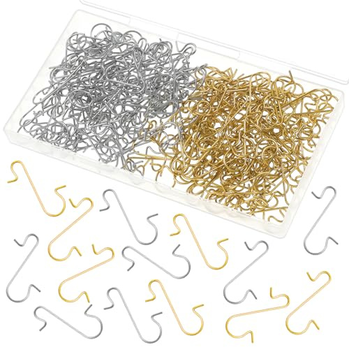 Qianyu 240 Stück Weihnachtsschmuck Haken Edelstahl S Haken Zum Einhängen Klein Schnellaufhänger mit Aufbewahrungsbox Mini Aufhängehaken für Weihnachtsbaum-Deko, Christbaumkugel (Gold,Silber)