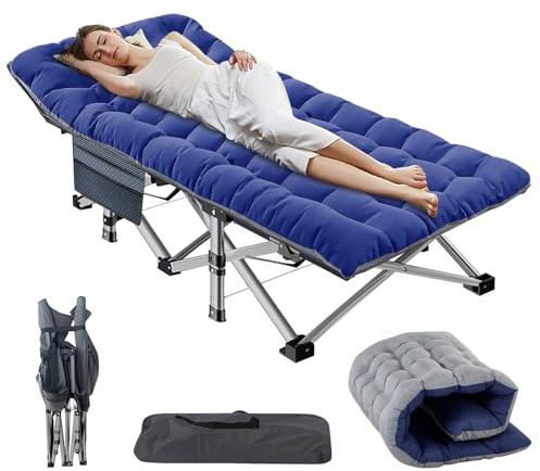 ZIKEBTUY Lit de Camp Pliable avec Matelas, Lit Pliant Adulte 190 x 71 x 36 CM Charge Jusqu'à 200 kg Camping Bed Oxford 1200D 1 Personne pour Camping, Voyages, Maison, Jardin, Bureau