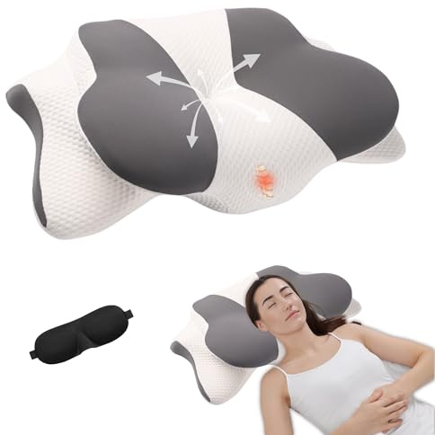 Storela Cervical Pillow for Neck Pain, Ergonomic Pillow with Two Removable Covers & Eye Mask, Orthopedic Memory Foam for Neck Pain, Anti Snore Pillows, Neck Support for Side/Back/Stomach Sleepers