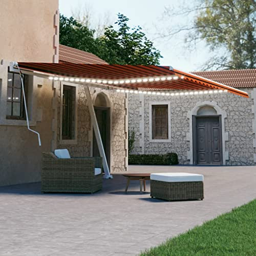 Manuell versenkbare Markise mit LED 600x300cm Orange und Braun