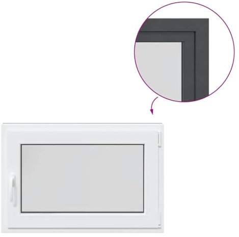 vidaXL Basement Window RISOR 90x70 cm - Tilt & Turn Tech - Anthracite Finish - Thermal & Sound Insulation - Durable PVC Frame - Double Glazed